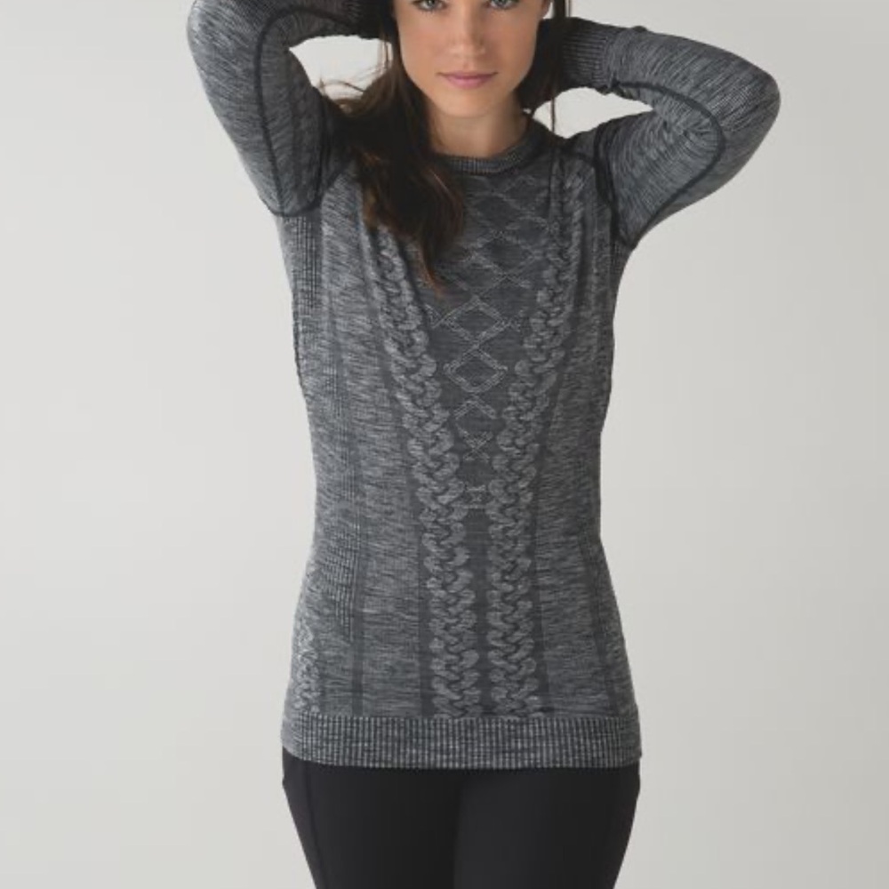 Lululemon Rest Less Pullover 2nd Release Heathered Black Workout Pilates Gym